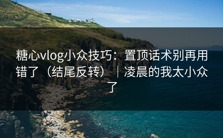 糖心vlog小众技巧：置顶话术别再用错了（结尾反转）｜凌晨的我太小众了