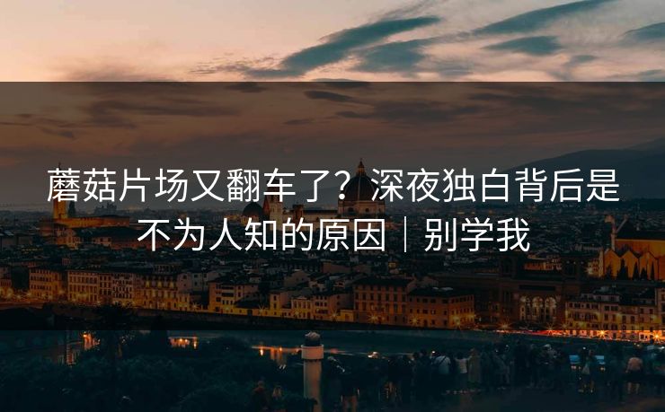 蘑菇片场又翻车了？深夜独白背后是不为人知的原因｜别学我