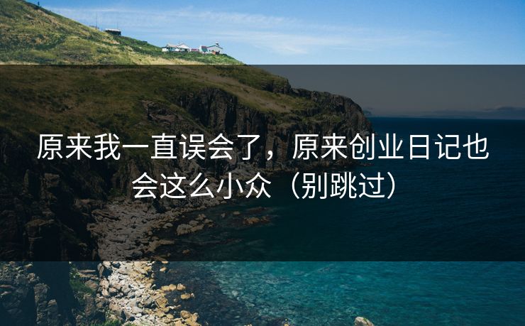 原来我一直误会了，原来创业日记也会这么小众（别跳过）