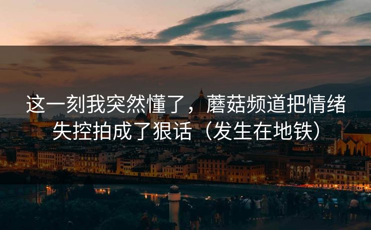 这一刻我突然懂了，蘑菇频道把情绪失控拍成了狠话（发生在地铁）
