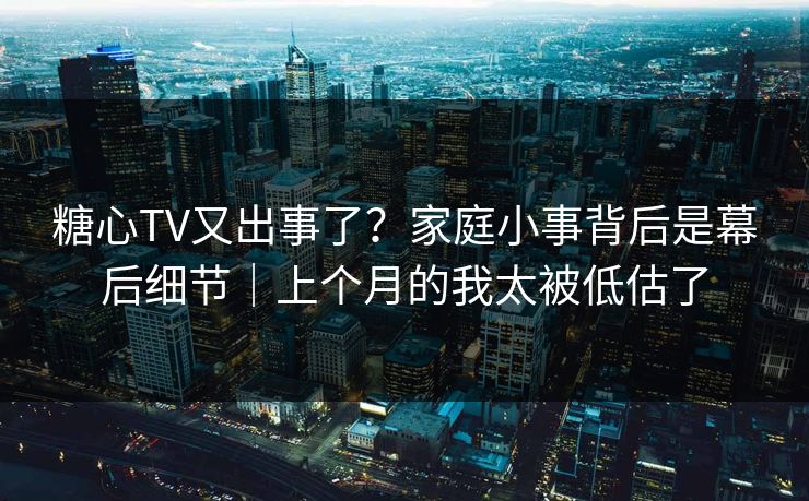 糖心TV又出事了?家庭小事背后是幕后细节|上个月的我太被低估了 糖心TV又出事了?家庭小事背后是幕后细节|上个月的我太被低估了