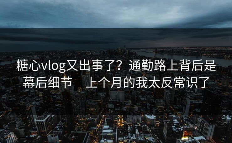 糖心vlog又出事了?通勤路上背后是幕后细节|上个月的我太反常识了 糖心vlog又出事了?通勤路上背后是幕后细节|上个月的我太反常识了