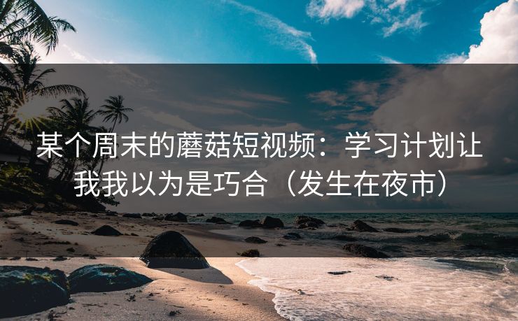 某个周末的蘑菇短视频:学习计划让我我以为是巧合(发生在夜市) 某个周末的蘑菇短视频:学习计划让我我以为是巧合(发生在夜市)