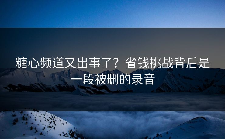 糖心频道又出事了?省钱挑战背后是一段被删的录音 糖心频道又出事了?省钱挑战背后是一段被删的录音