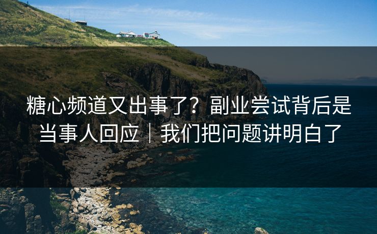 糖心频道又出事了?副业尝试背后是当事人回应|我们把问题讲明白了 糖心频道又出事了?副业尝试背后是当事人回应|我们把问题讲明白了