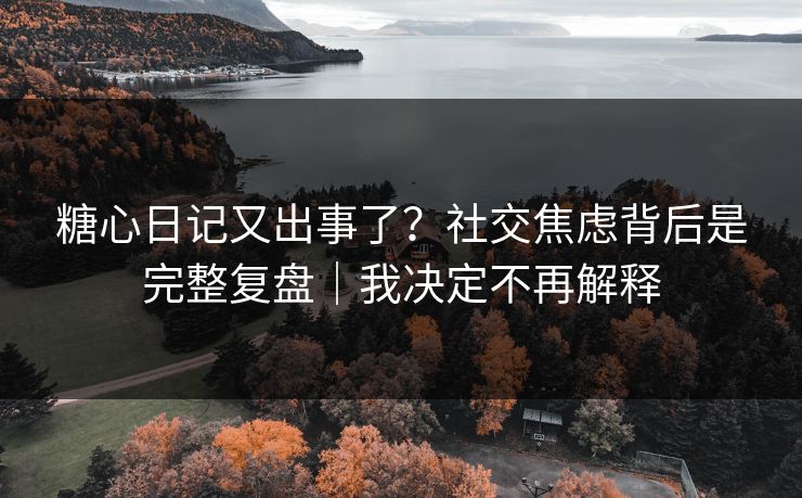 糖心日记又出事了？社交焦虑背后是完整复盘｜我决定不再解释