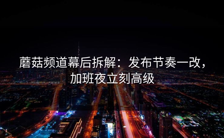 蘑菇频道幕后拆解:发布节奏一改,加班夜立刻高级 蘑菇频道幕后拆解:发布节奏一改,加班夜立刻高级