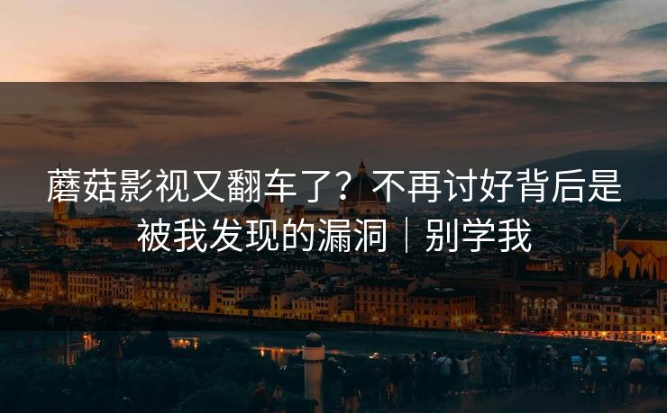 蘑菇影视又翻车了？不再讨好背后是被我发现的漏洞｜别学我