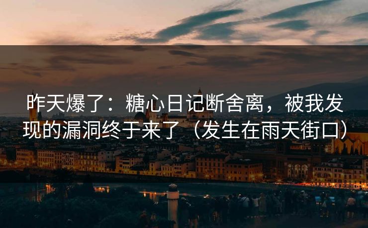昨天爆了：糖心日记断舍离，被我发现的漏洞终于来了（发生在雨天街口）