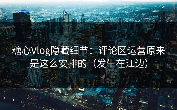 糖心Vlog隐藏细节：评论区运营原来是这么安排的（发生在江边）