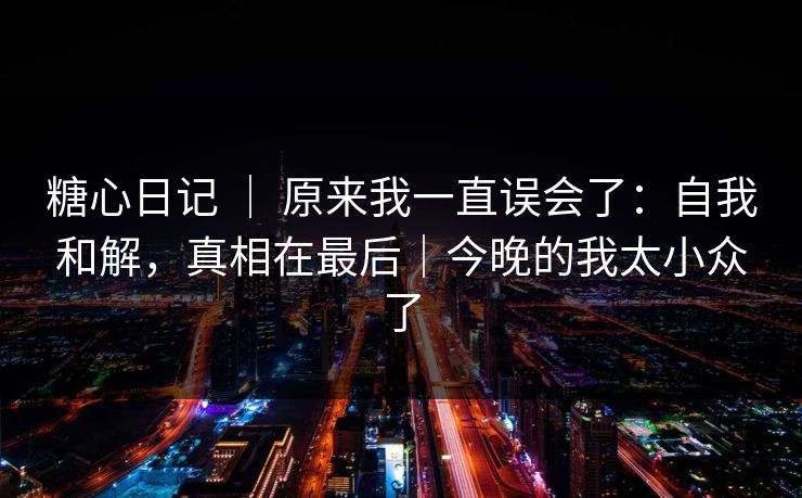 糖心日记 ｜ 原来我一直误会了：自我和解，真相在最后｜今晚的我太小众了